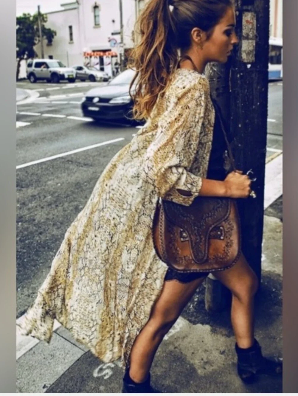 RARE Spell & The Gypsy Aloha Python Duster Snake Kimono Boho Flawed One Size OS